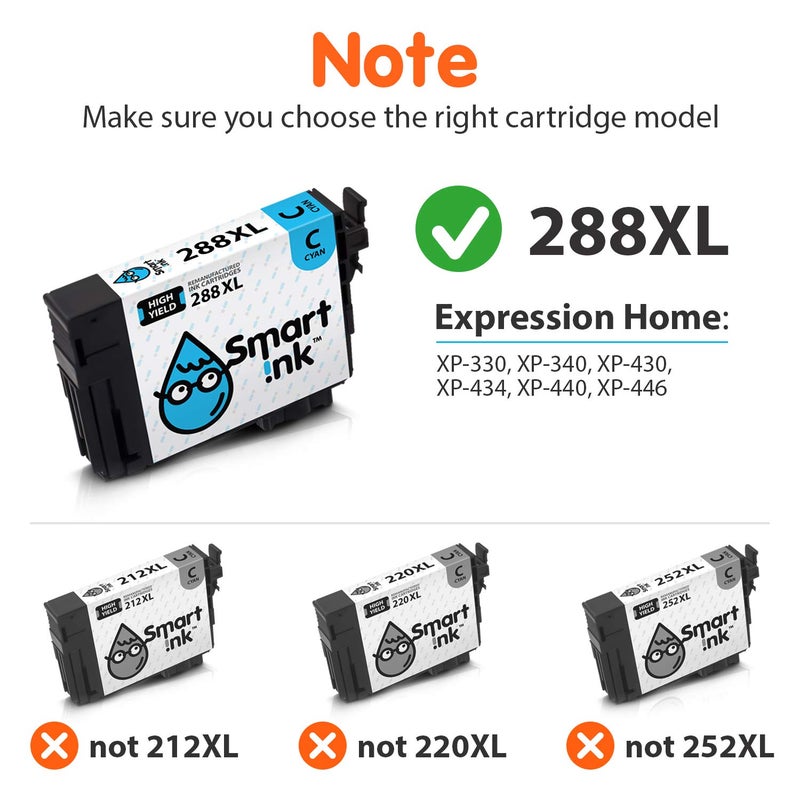 Smart Ink Remanufactured Ink Cartridge Replacement for Epson T288 288XL 288 XL (Black & C/M/Y 4 Combo Pack) to use with Expression Home XP-330 XP-430 XP-434 XP-446 XP-440 XP-340 - Image 5